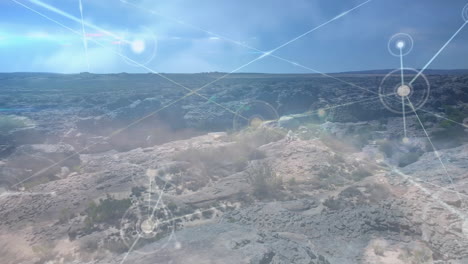 animación de redes de conexiones sobre el paisaje
