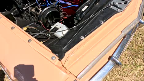 close-up of a classic car engine