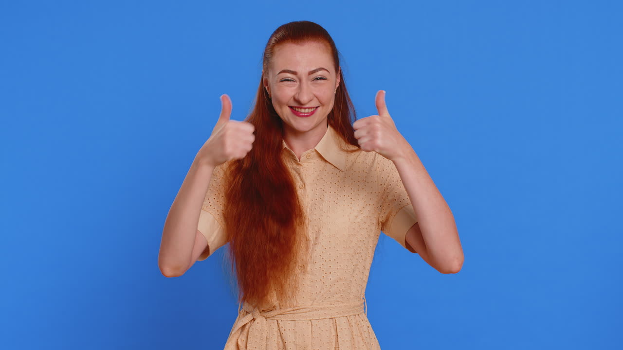 Woman showing inviting gesture with hands ask to join beckoning to coming gesturing hello goodbye