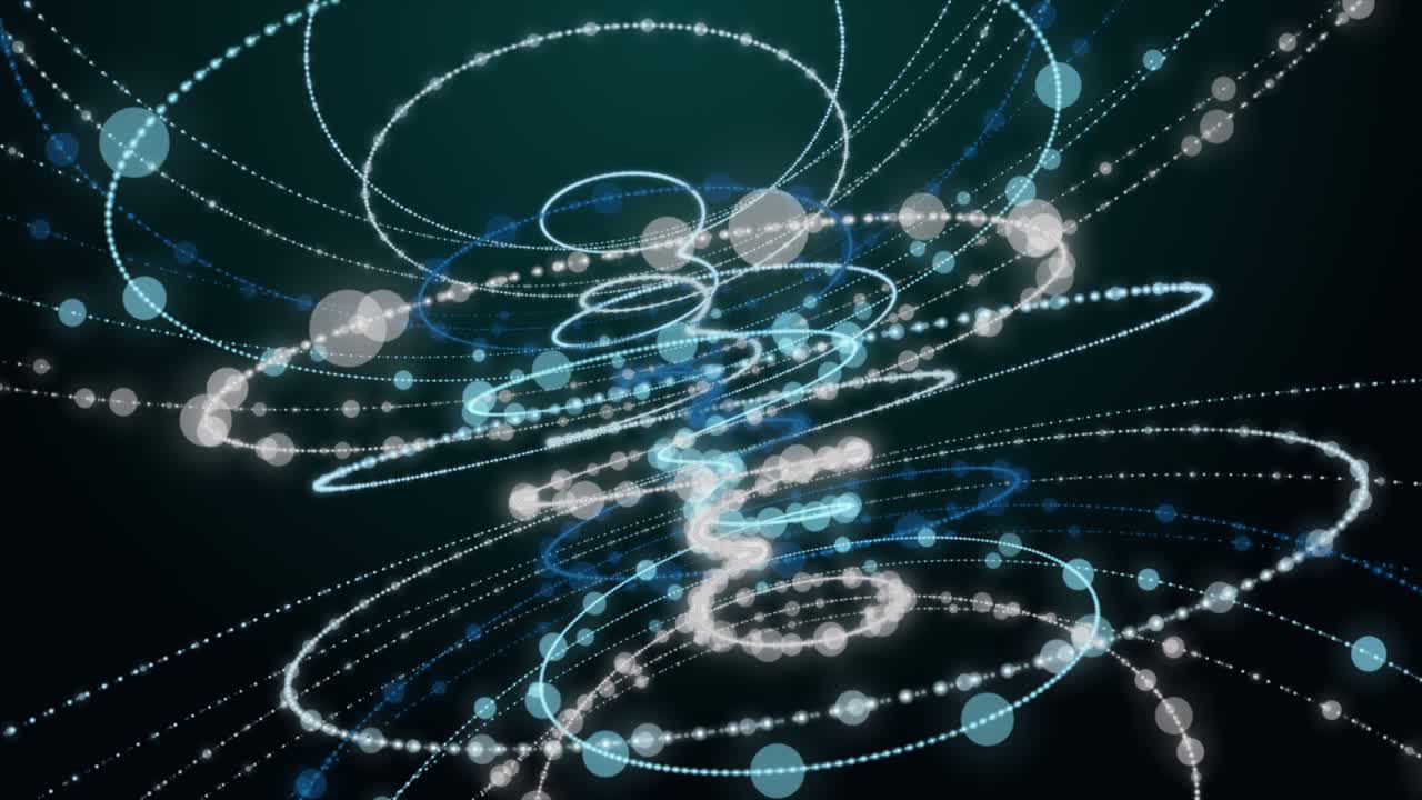 천천히 움직이는 입자 줄무 객체와 함께 미래 애니메이션, 4096x2304 루프 4k