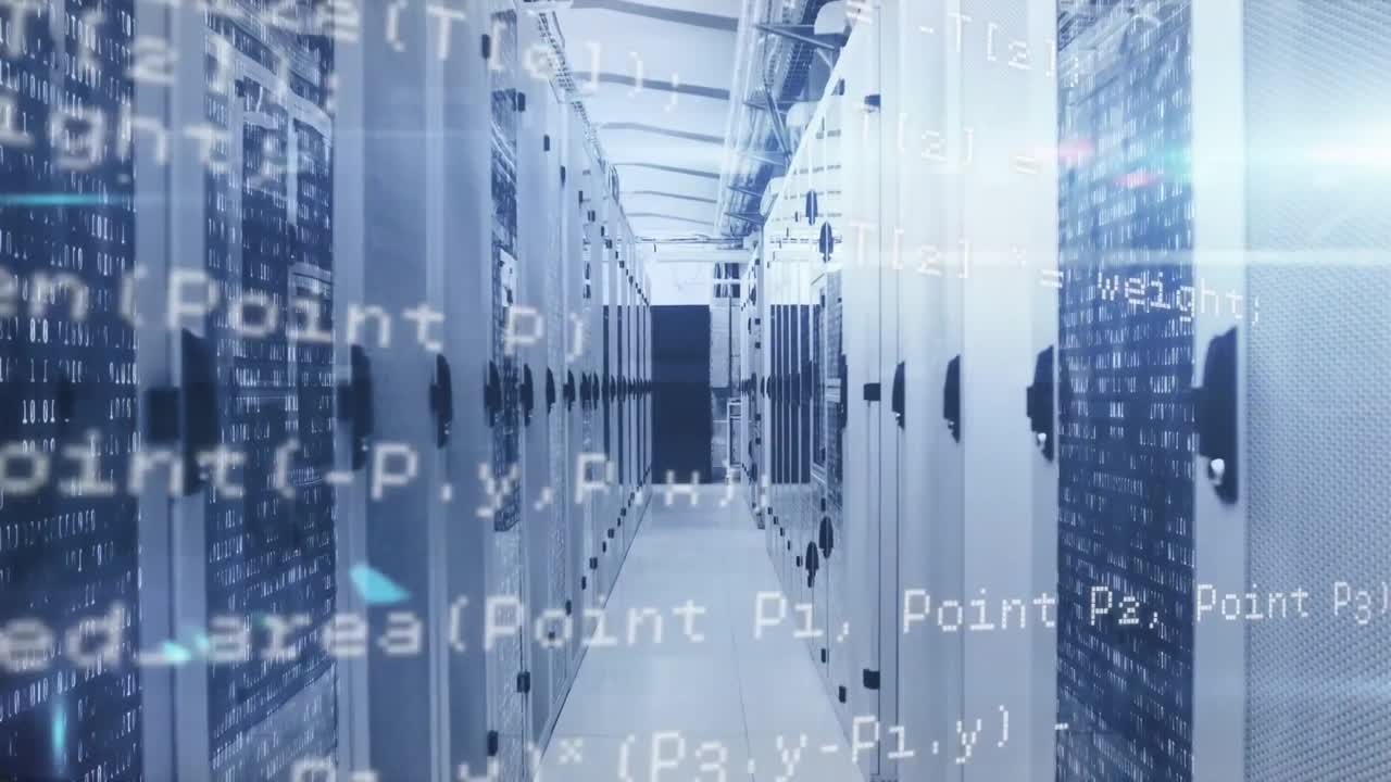 Animation of data processing over server room