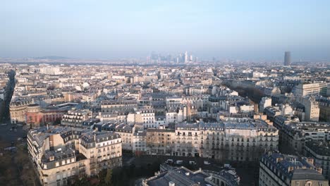 paris cityscape with la defense skyscrapers in background, france