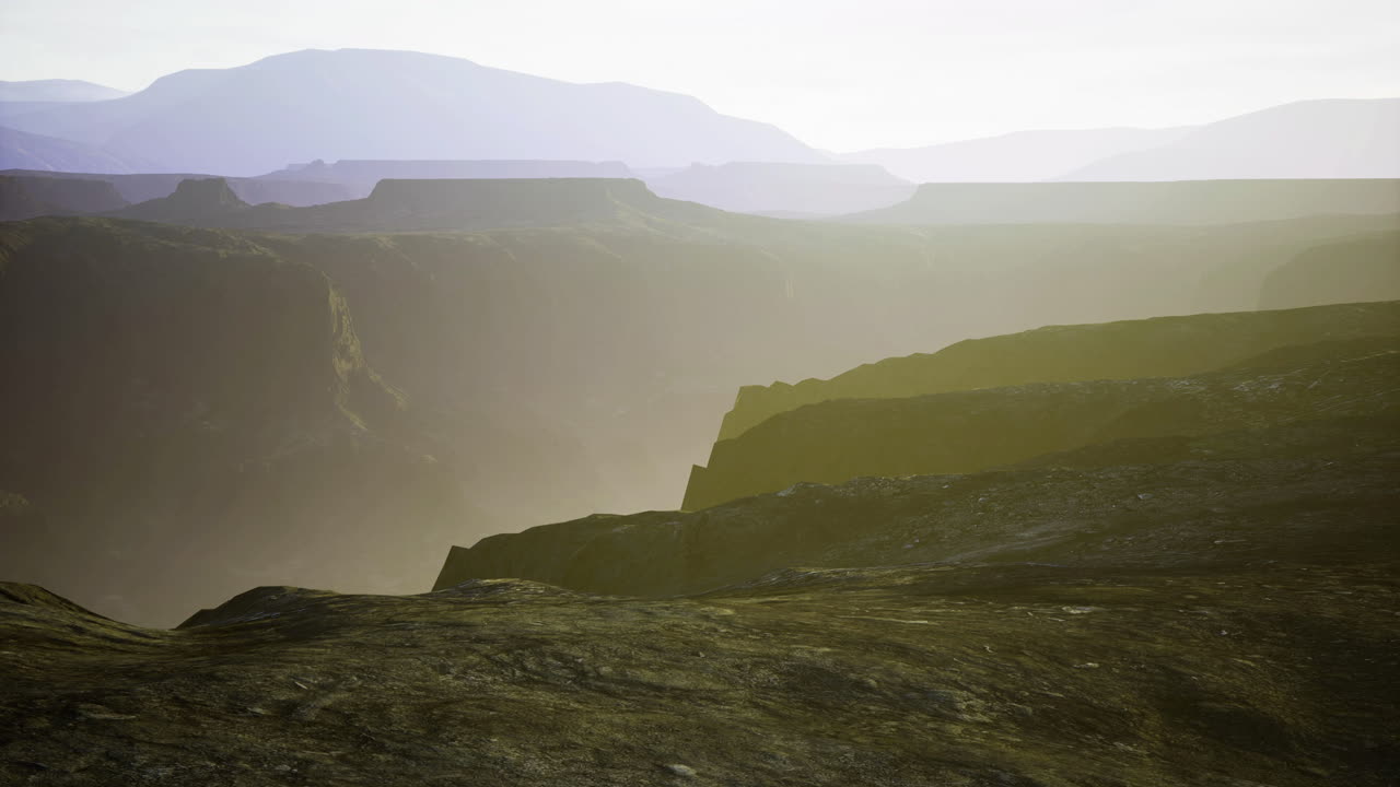 Beautiful dusk mountains bathed in soft gentle light