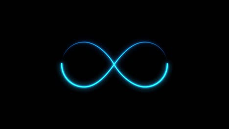 animated double infinity symbol with blue glow. abstract neon glowing infinity. on a black background.