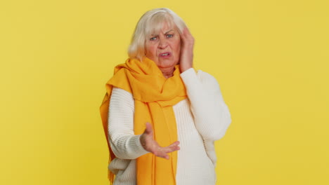 sad senior woman loses becoming surprised by lottery results bad fortune loss unlucky fortune news