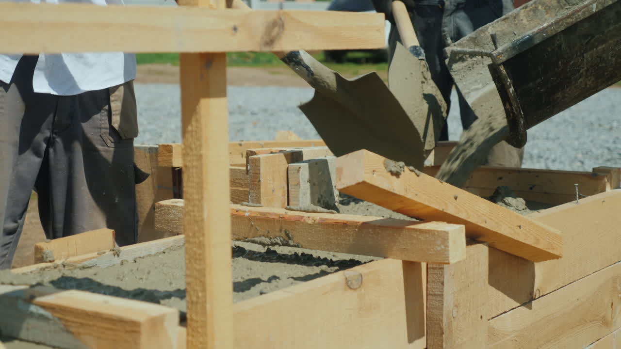 건설 현장에서 콘크리트 작업