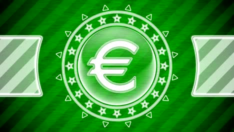 euro icon in circle shape and green striped background. illustration.