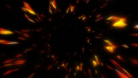 beautiful shiny glowing golden burning particles and sparkle gems animation. abstract black round looped fiery background