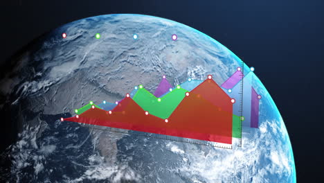 animation of data processing and statistics over globe