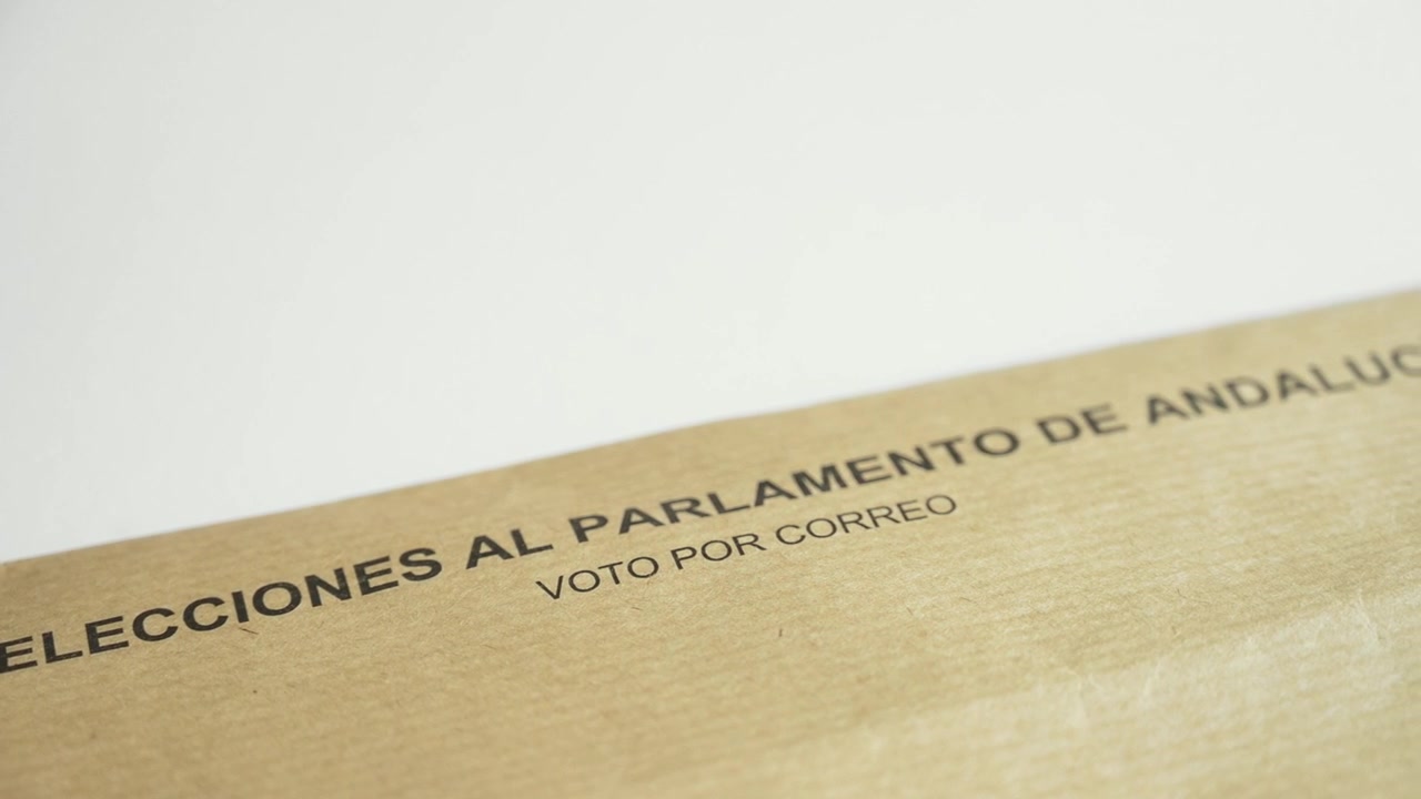 Brown envelope for mail in voting in the regional elections of Andalusia, Spain
