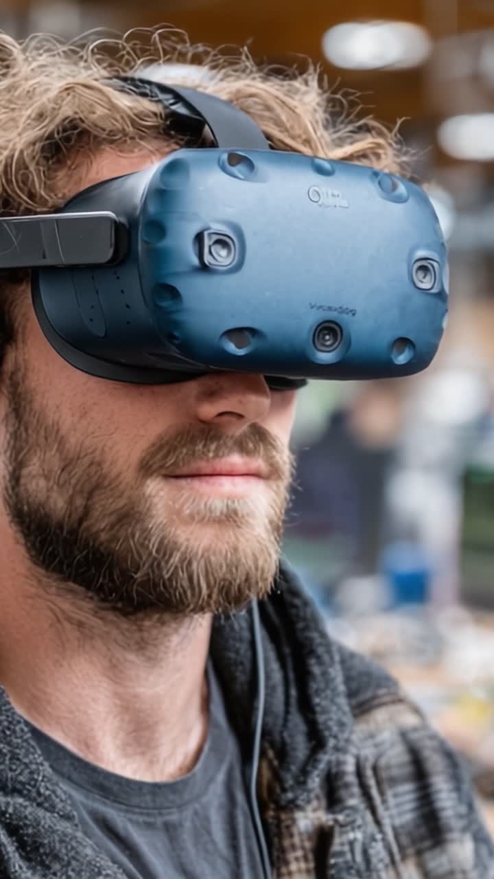A Focused Experience: A Close-Up of a User Engaged in Virtual Reality with a Modern Headset, Highlighting Immersive Technology and User Interaction