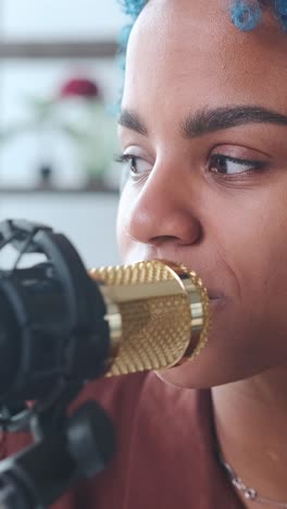 talented artist shares her voice in a cozy studio moment