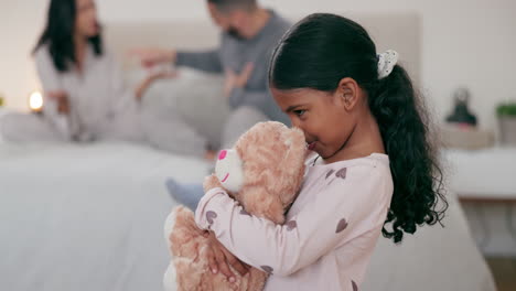 Parents,-fight-and-sad-girl-child-with-a-teddy