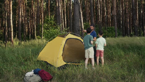 family camping in the nature