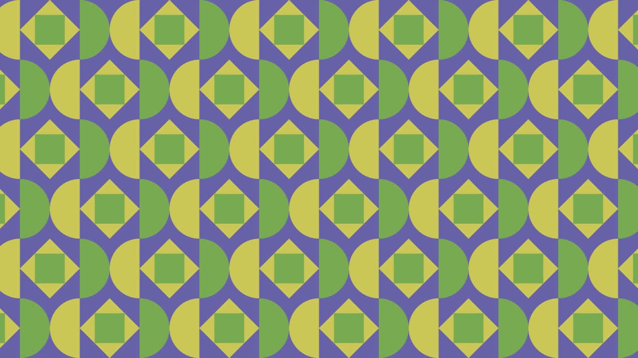 Abstract pattern with moving multicolor geometric shapes. Seamless geometric background with various dynamic tiles. Motion graphic background in a flat design with geometric elements