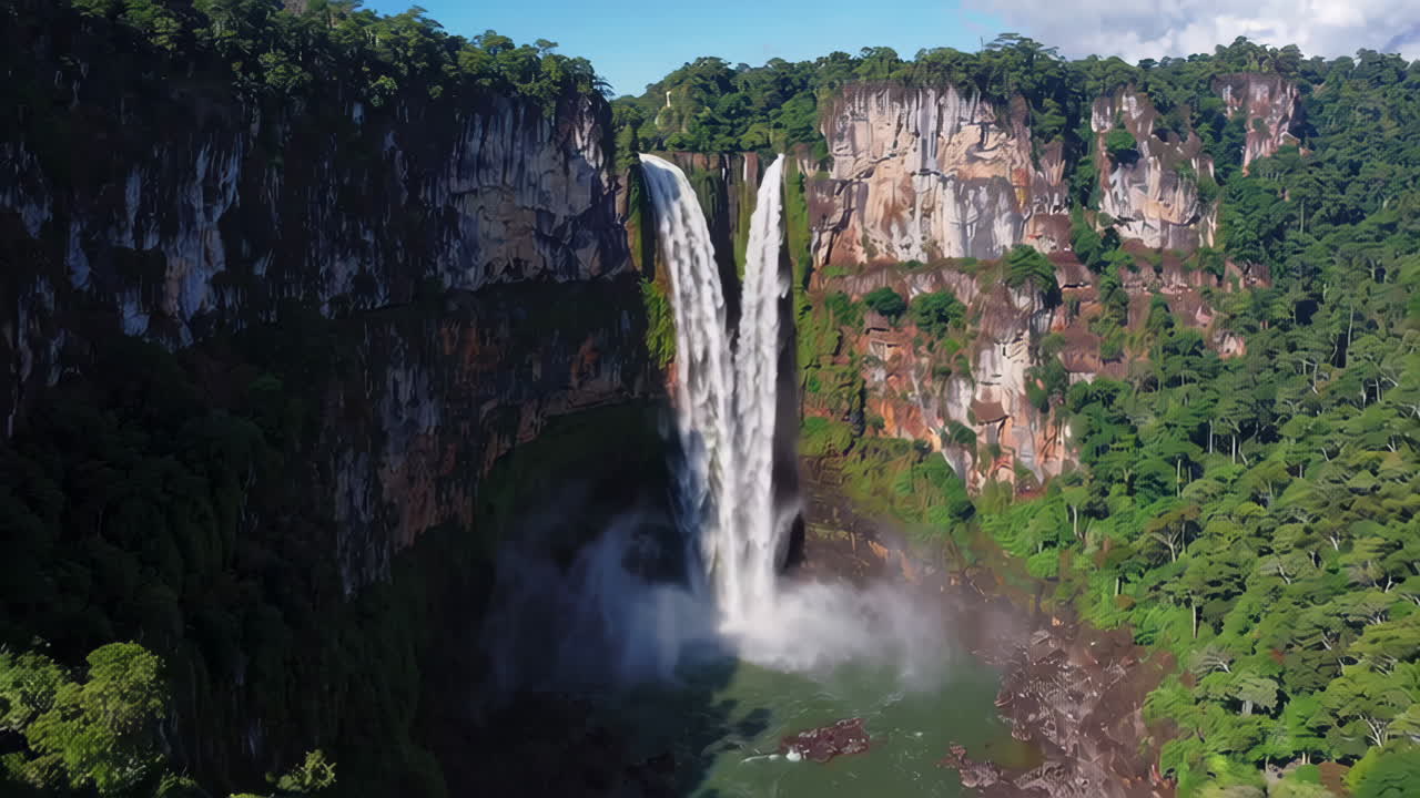 Breathtaking Waterfall in a Lush Rainforest