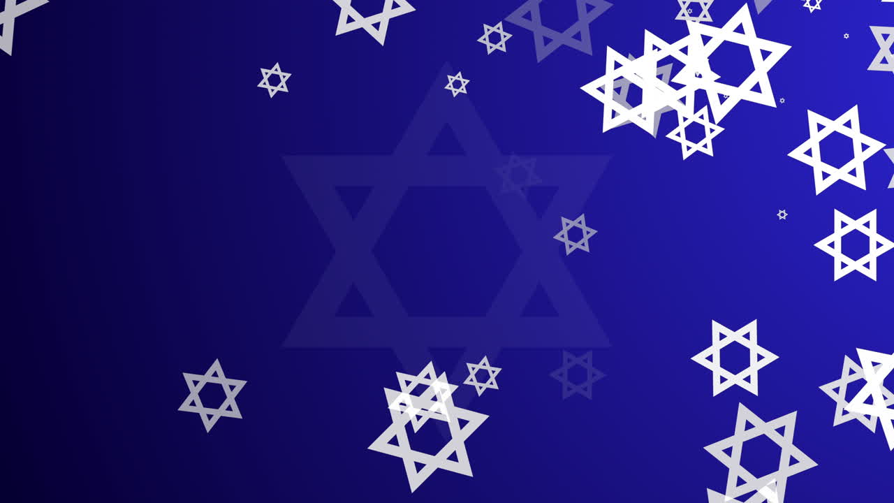 National symbol of Israel is the hexagonal Star of David. Animation in national blue and white colors. Symbol of the Jewish people, Judaism, Israel.