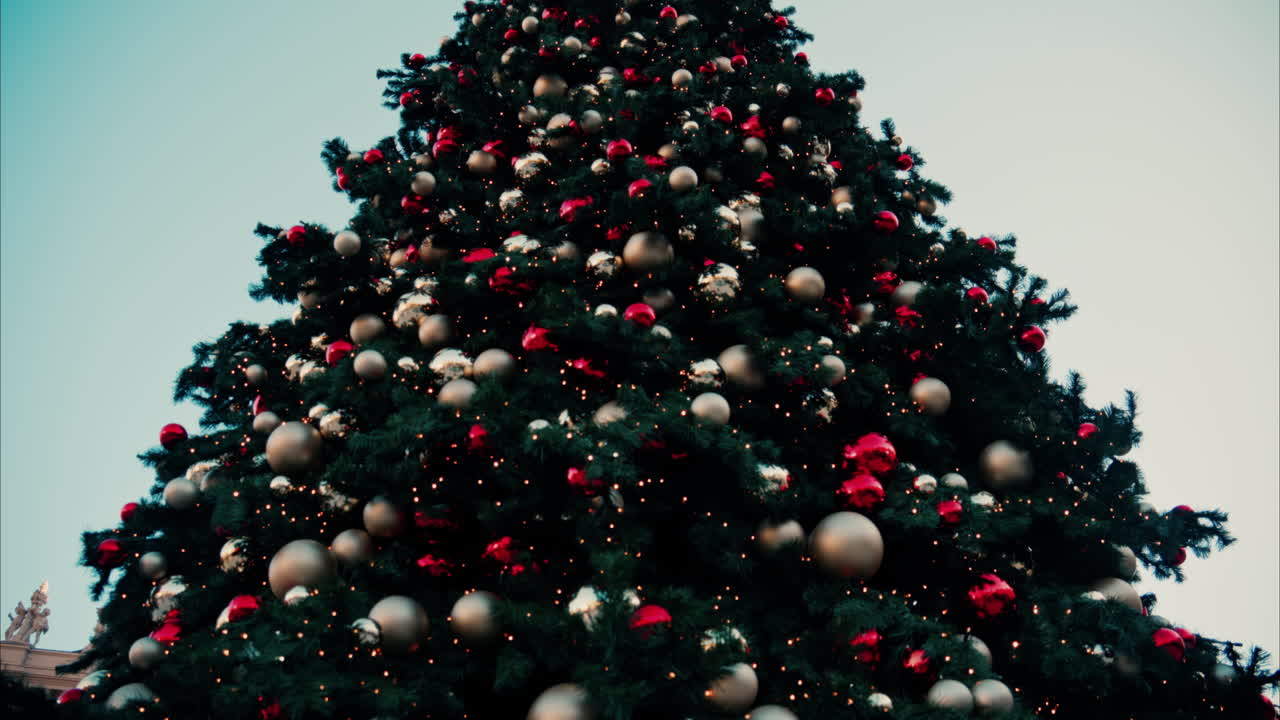 Monte Carlo , Monaco -December 23, 2024: Decorations on a Christmas tree in front of the Monte Carlo Casino