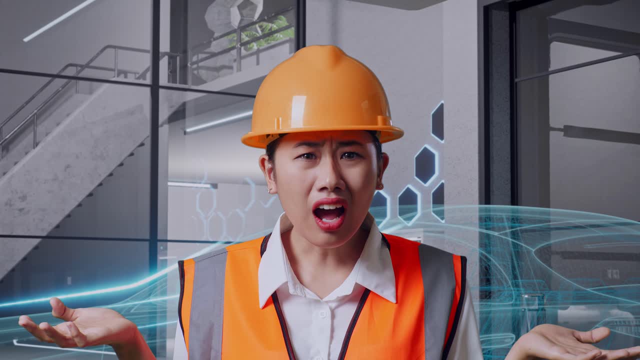 현대 사무실에서 혼란스러운 건설 노동자