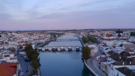 river with bridges in town