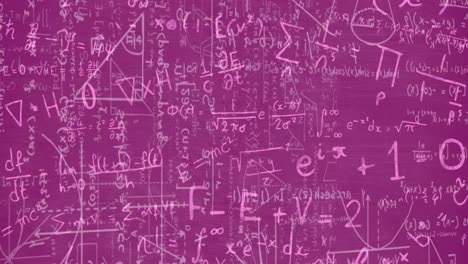 animación de ecuaciones matemáticas que se mueven sobre un fondo rosa