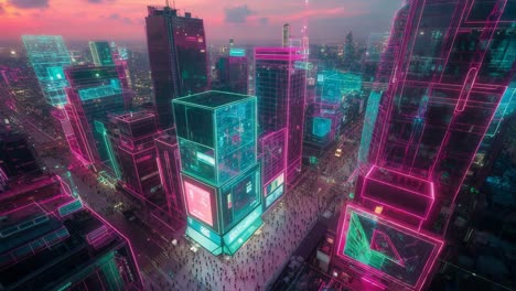 el paisaje urbano cyberpunk por la noche
