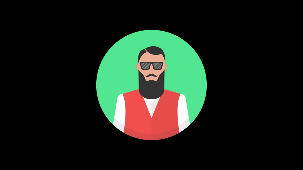 Avatar hipster. Animazione in loop con canale alfa. Risoluzione 4K.