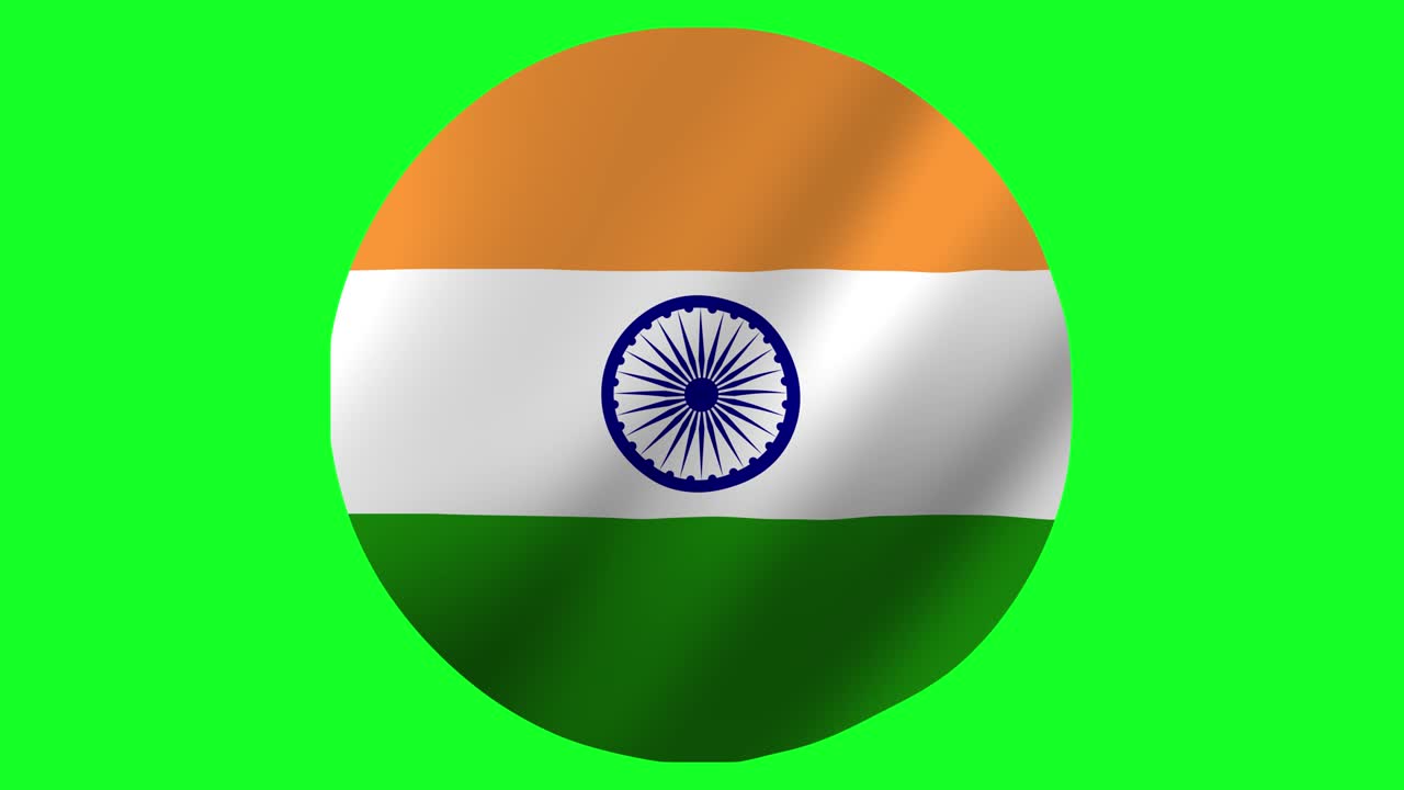 индийский национальный флаг размахивает в воздухе зеленый экран 4k видео