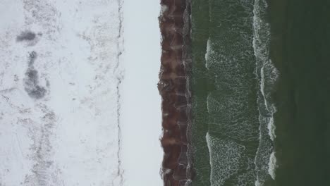 Aerial-Birds-Eye-Over-Snow-Covered-Curonian-Spit-In-Lithuania