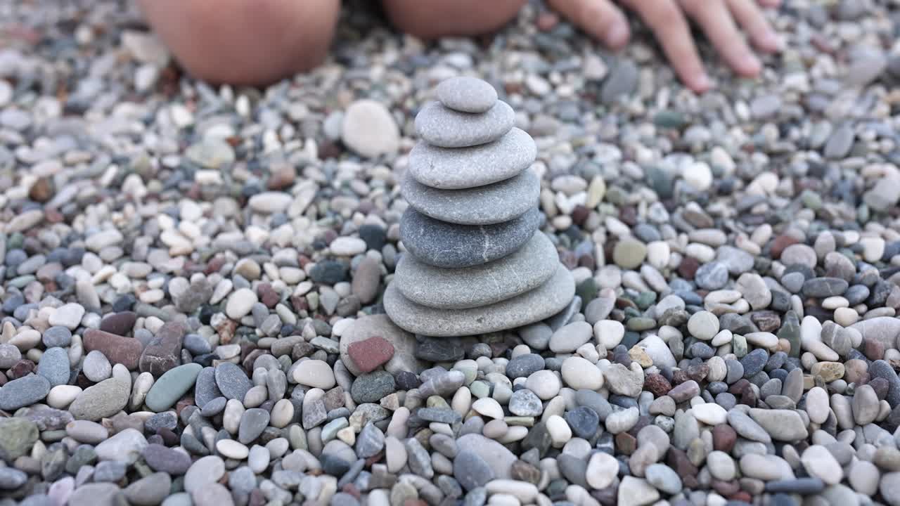 Stack of Stones on Pebble Beach