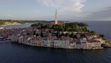 AERIAL:-Rovinj-church-in-Croatia