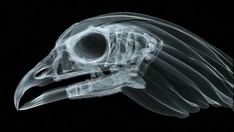 x-ray image of a bird skull