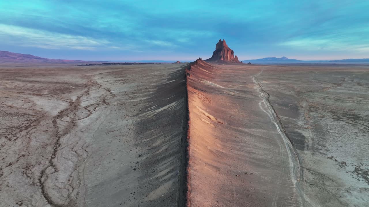 Ship Rock Landform In San Juan County, New Mexico, United States - aerial drone shot