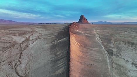 ship rock landform in san juan county, new mexico, united states - aerial drone shot