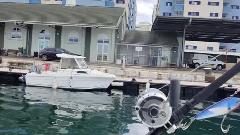 Slow-dolly-past-customs-and-police-boats-docked-in-the-Gibraltar-harbour