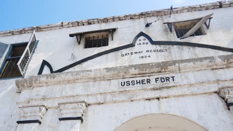 ussher fort, accra entrance with inscriptions