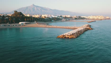 aerial video shots from a beach in nueva andalucía spain in 4k