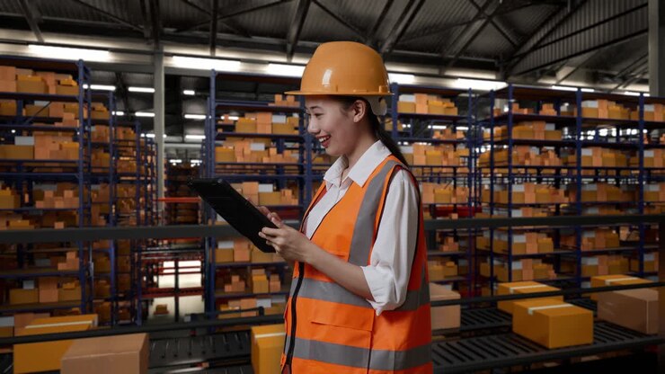 Warehouse Worker Checking Inventory