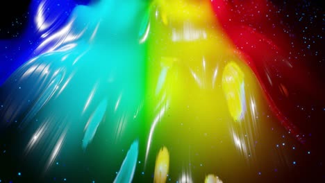 abstract 3d surface with beautiful waves, luminous sparkles and bright color gradient, colors of rainbow. waves run on very shiny, glossy surface with glow glitter. 4k looped animation