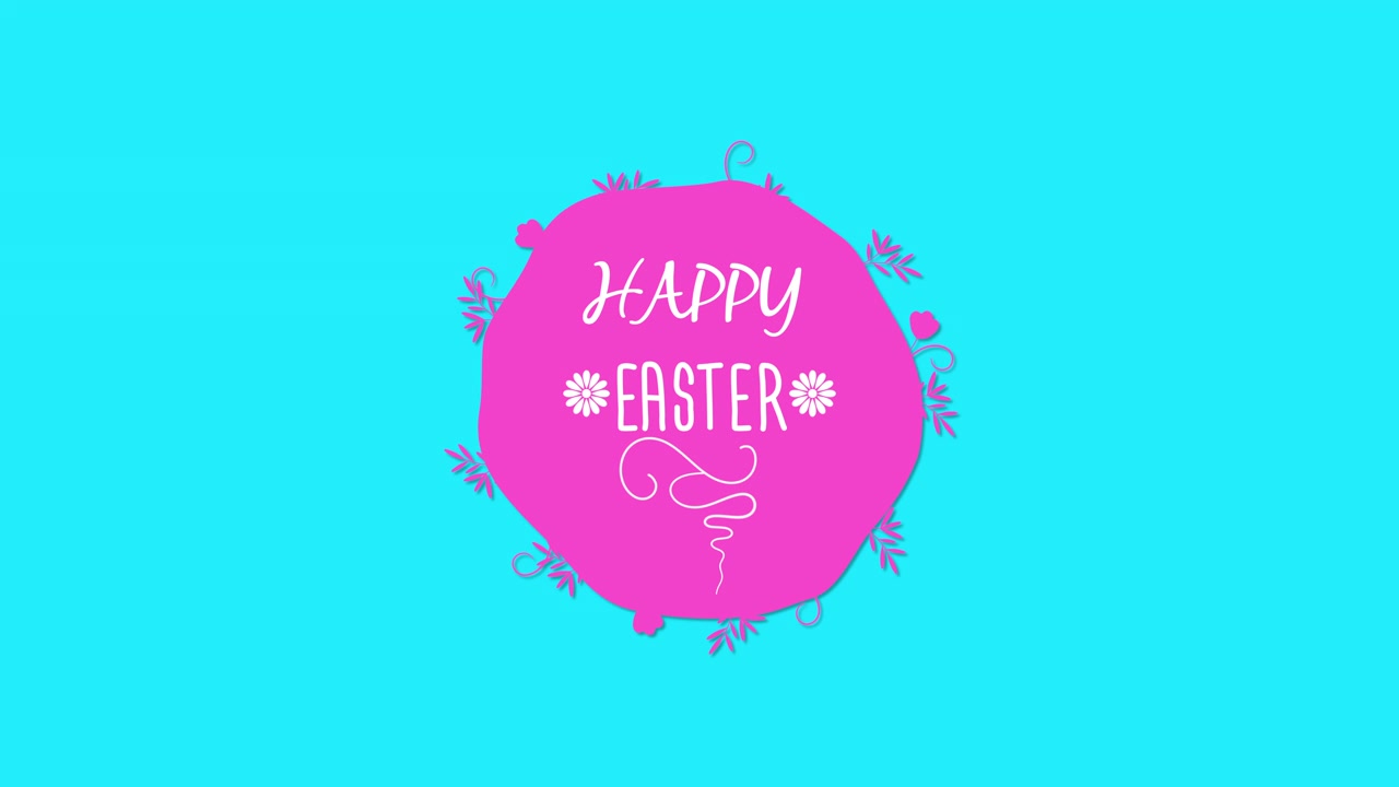 Testo animato in primo piano Buona Pasqua su sfondo blu