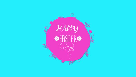 Animated-closeup-Happy-Easter-text-on-blue-background