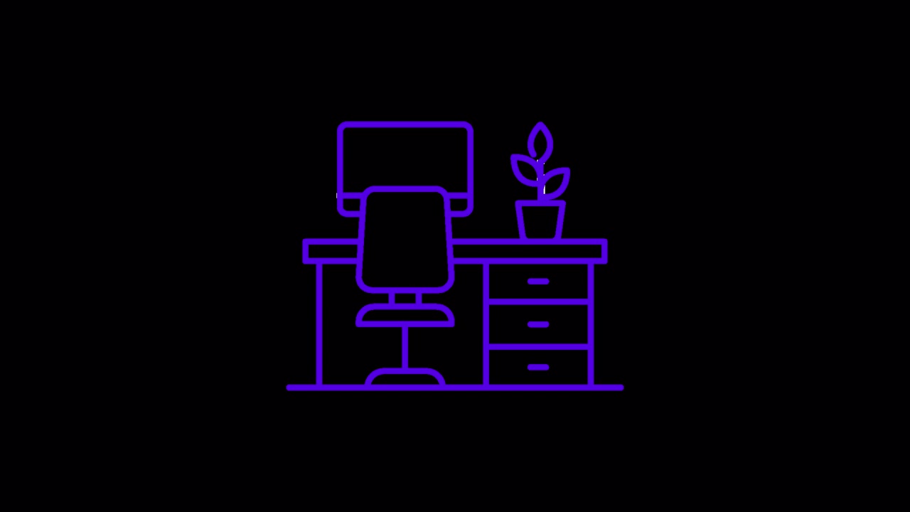 Minimalist Line Art Animation of a Workspace Setup