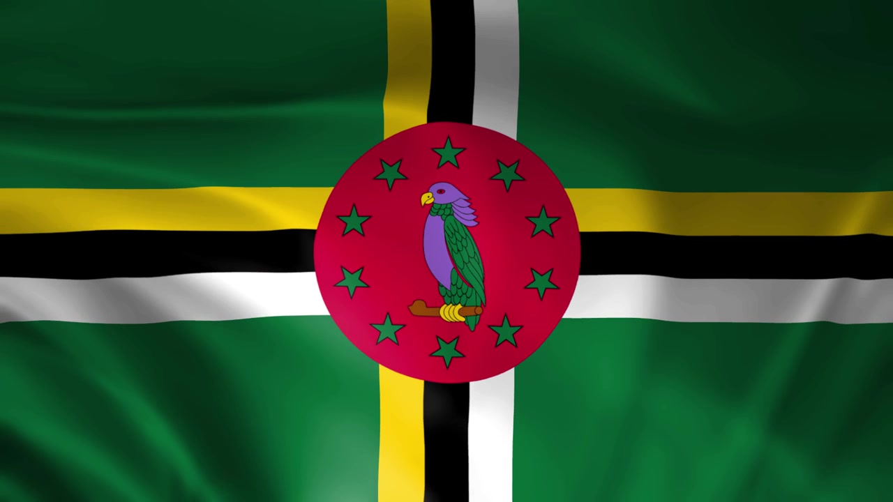 Wehende Flagge von Dominica