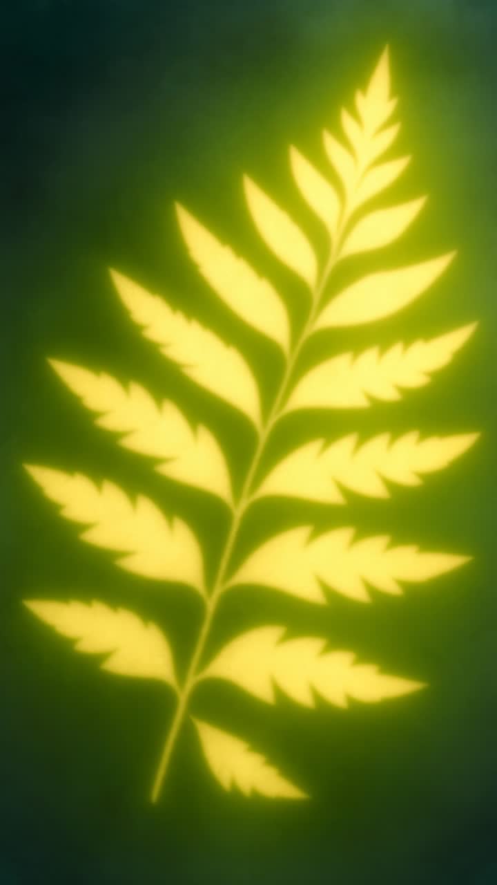 Glowing fern leaf captured from above, creating a luminous, ethereal effect