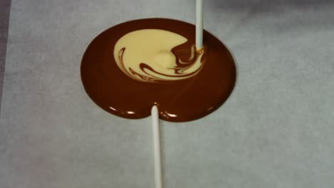 working making chocolate lollypop