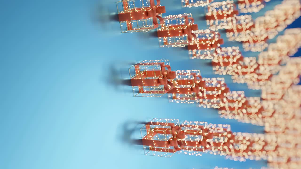 cajas de regalos en un fondo azul de fondo vertical