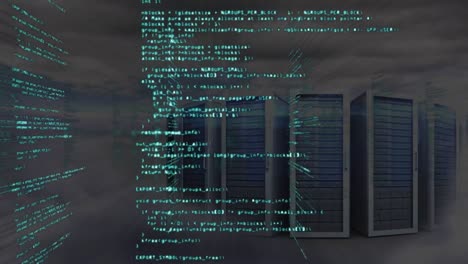 Animation-of-data-processing-over-multiple-computer-servers-against-clouds-in-the-sky