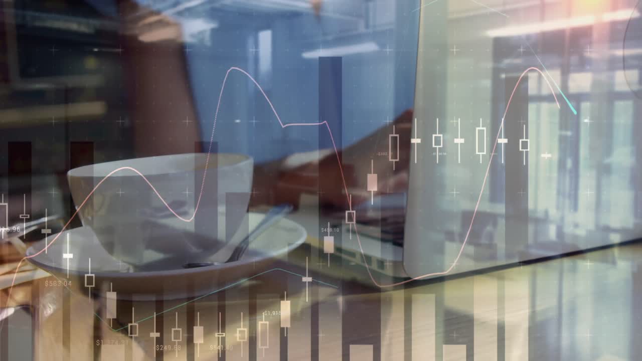 animación de estadísticas y procesamiento de datos sobre mujeres que usan computadoras portátiles