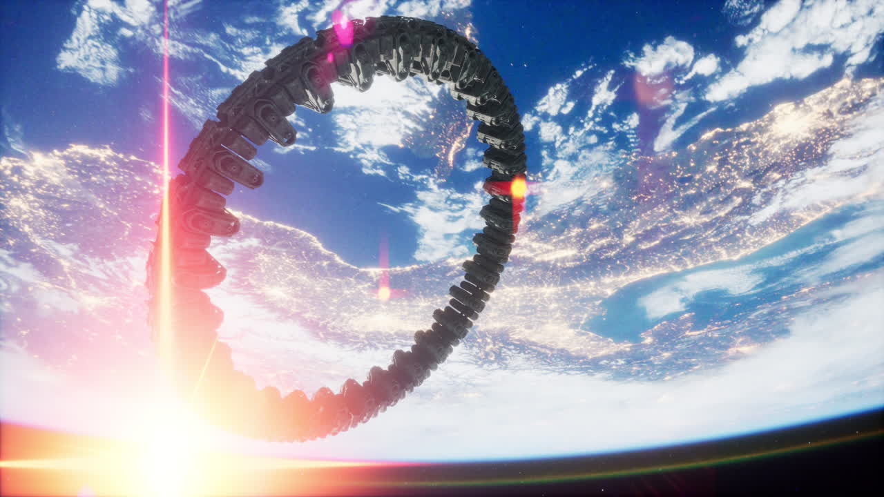 nave madre alienígena cerca de la tierra elementos proporcionados por la nasa