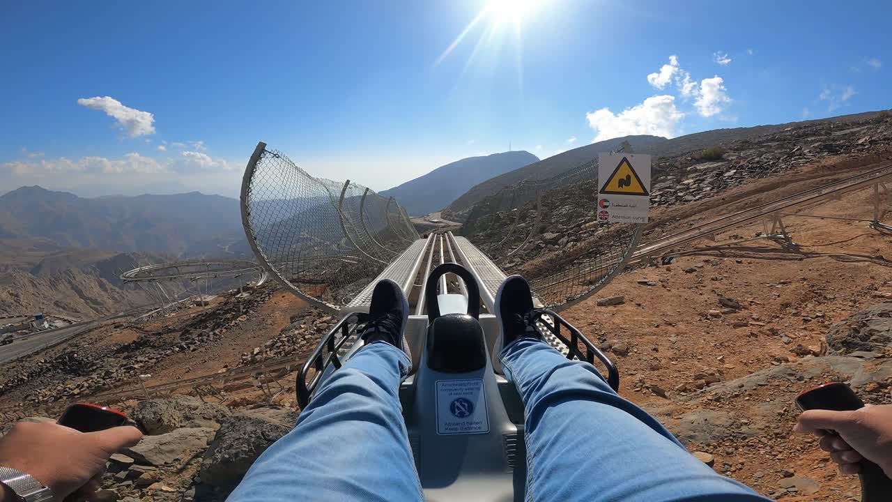 Jais Sledder, the region's longest toboggan run at 1,885 metres at Jebel Jais in Ras Al Khaimah, United Arab Emirates